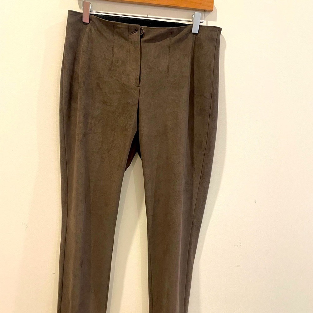 Taupe faux suede pull on pant